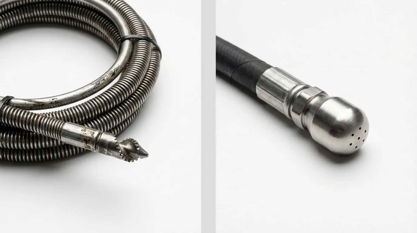 Drain snake cable and hydro jetting nozzle used for drain cleaning in Coaldale, PA