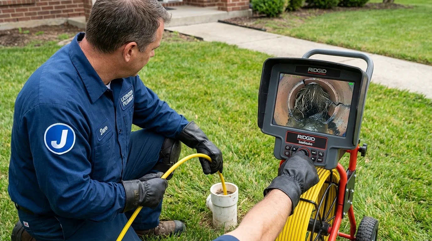 Sewer camera inspection being performed by Johns Plumbing LLC in Coaldale