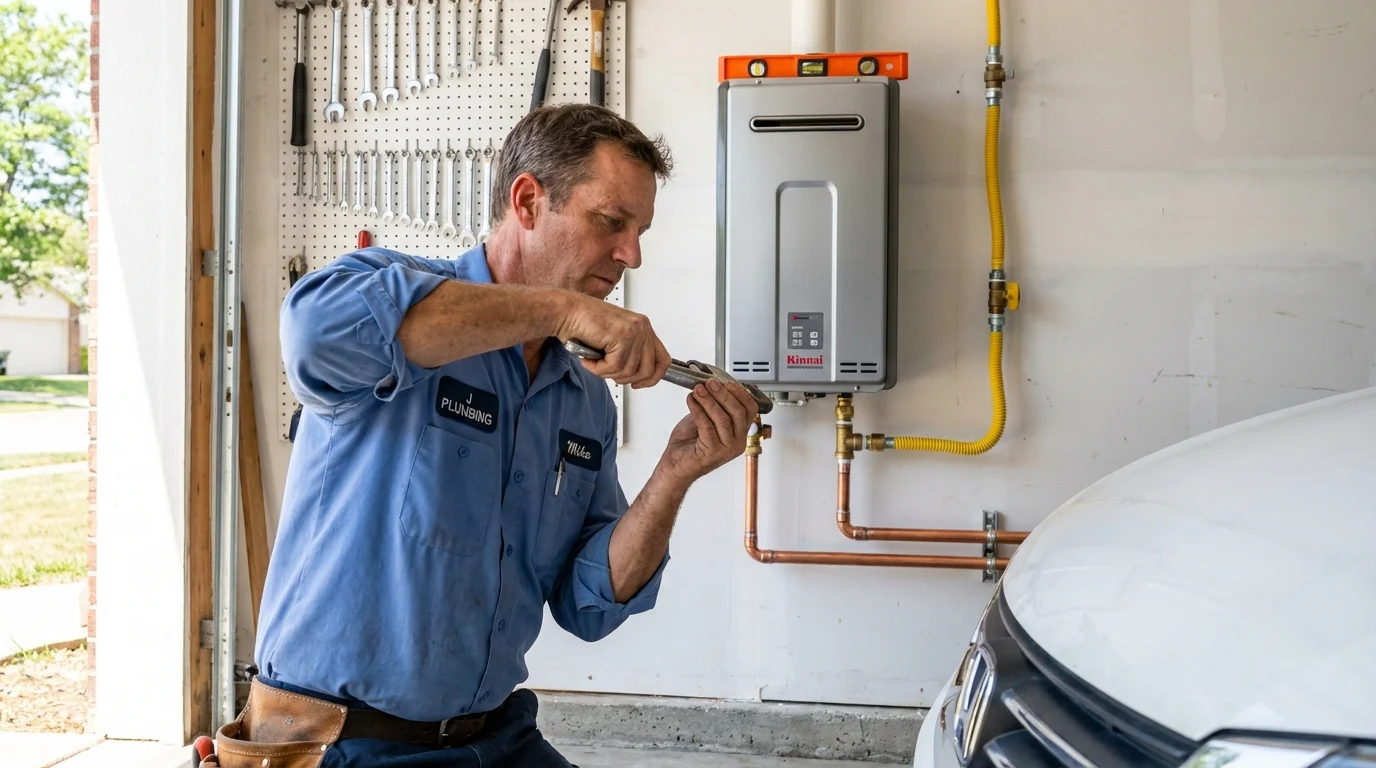 Tankless water heater installation by a Johns Plumbing LLC plumber in Coaldale